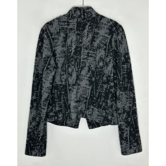 RONEN CHEN Gray Black Textured Asymmetrical Button Knit Jacket Sz 2 Medium - Picture 9 of 9